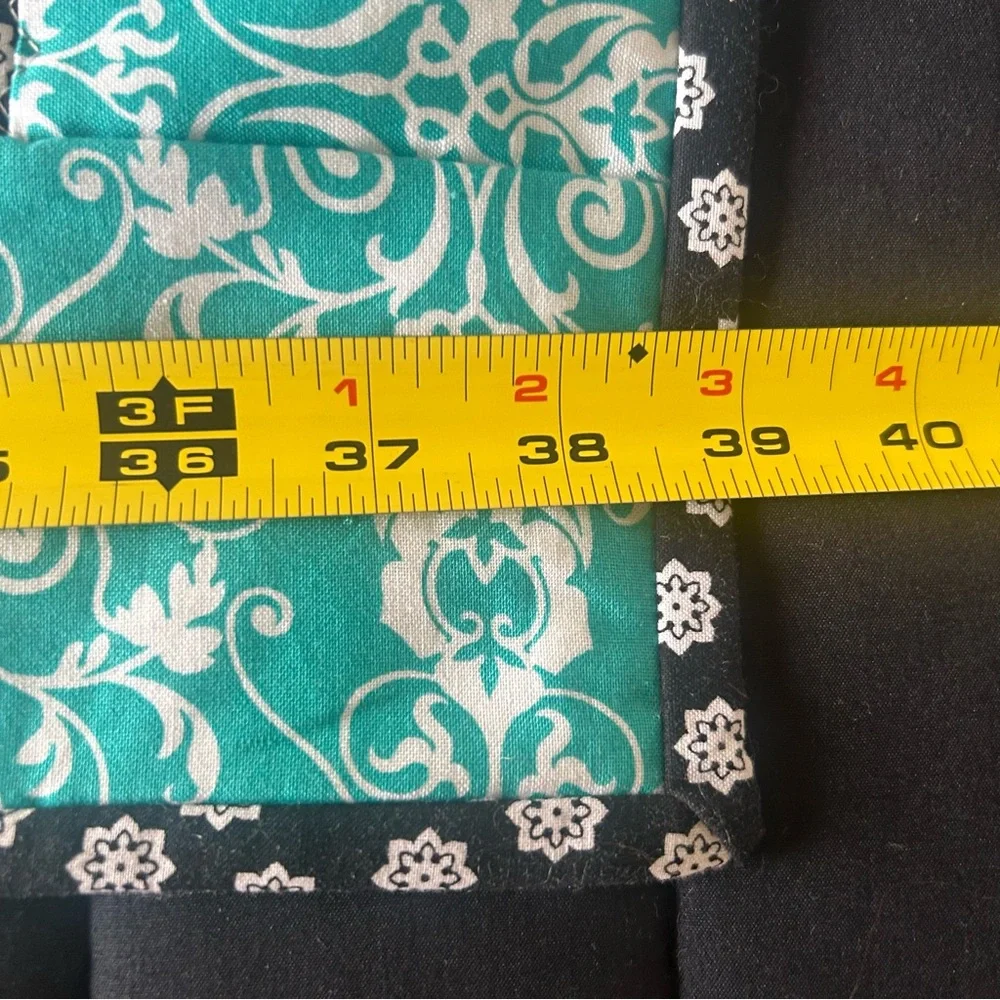 Patchwork Quilt with Teal and Black Accents #0825258